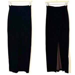 Vtg 90s Cache Chocolate Brown Velvet Maxi Skirt Sz S Stretch Whimsigoth Witchy
